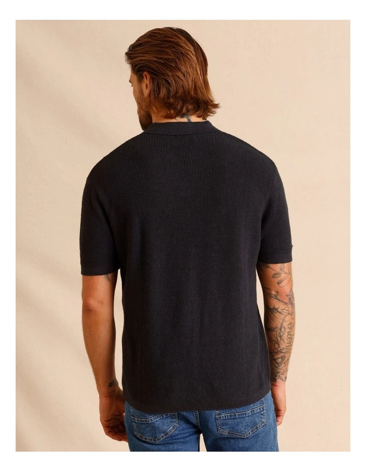 Thorne Knit Short Sleeve Polo in Charcoal image 5