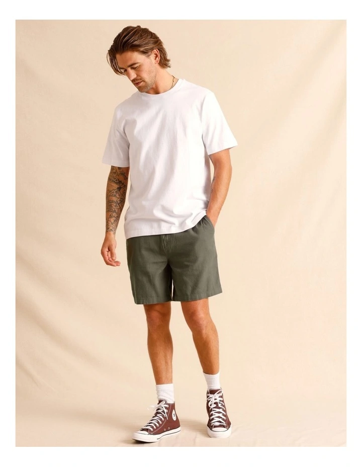 Eli Elastic Waist Short in Khaki image 2