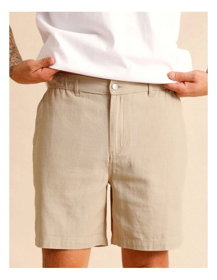 Eli Elastic Waist Short in Stone image 3