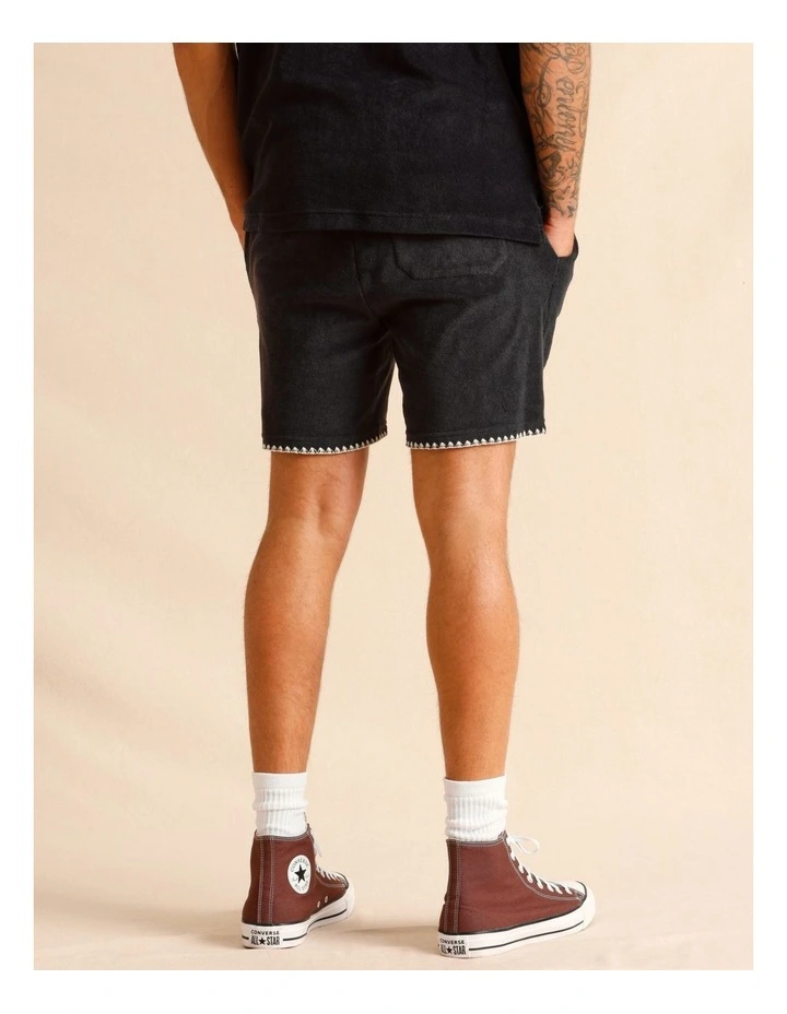 Ananya Embroidered Terry Towelling Shorts in Charcoal image 4