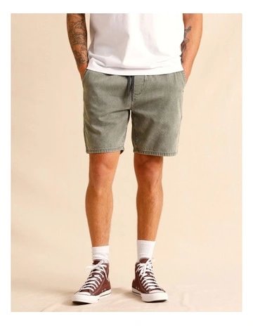 Dune Knit Denim Shorts in Green