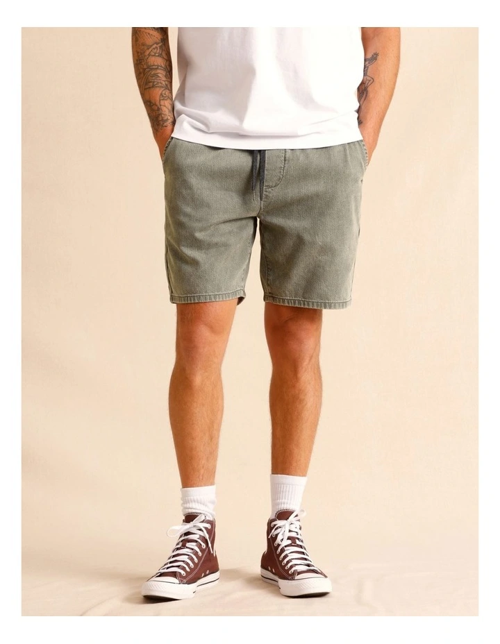 Dune Knit Denim Shorts in Green image 1