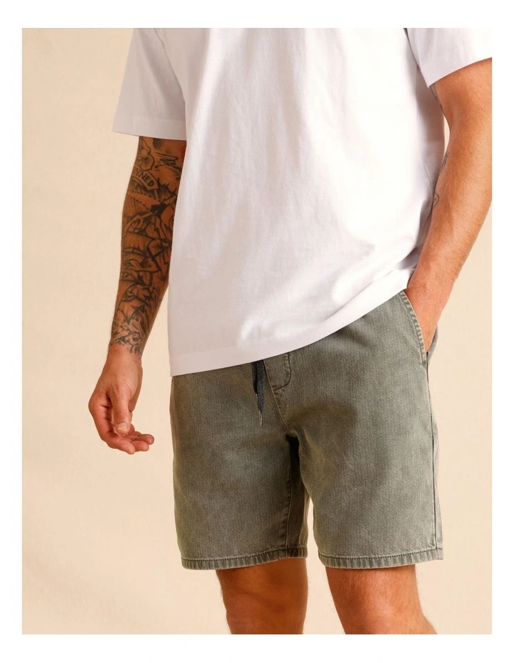 Dune Knit Denim Shorts in Green image 3