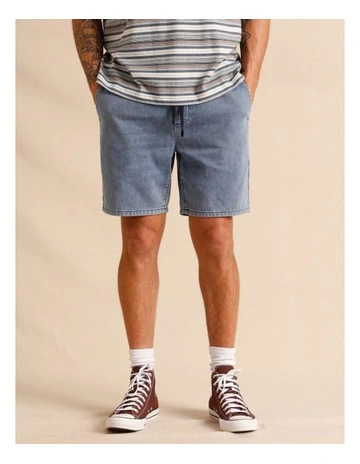 Dune Knit Denim Shorts in Blue