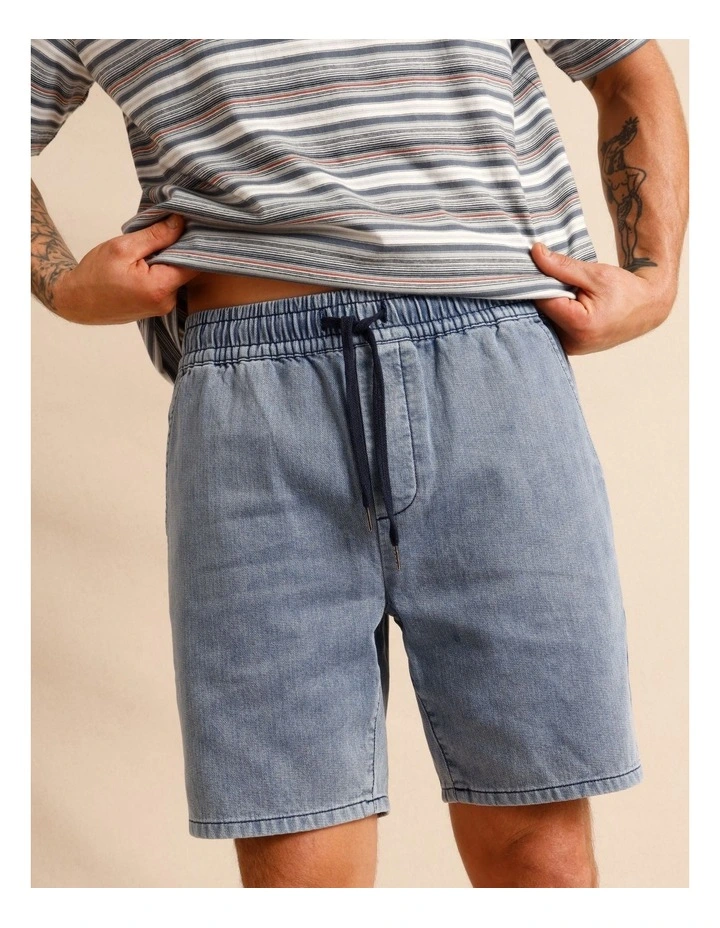 Dune Knit Denim Shorts in Blue image 3