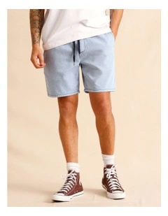 Dune Knit Denim Shorts in Light Blue