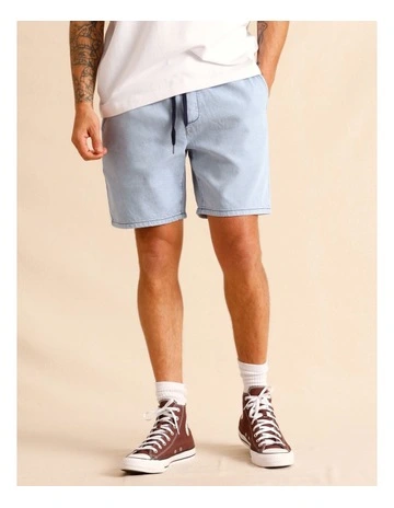 Dune Knit Denim Shorts in Light Blue