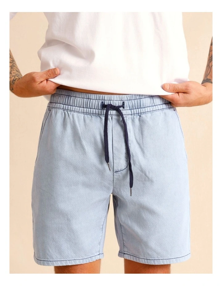 Dune Knit Denim Shorts in Light Blue image 3