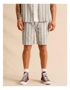 Harvey Stripe Textured Shorts in Cream