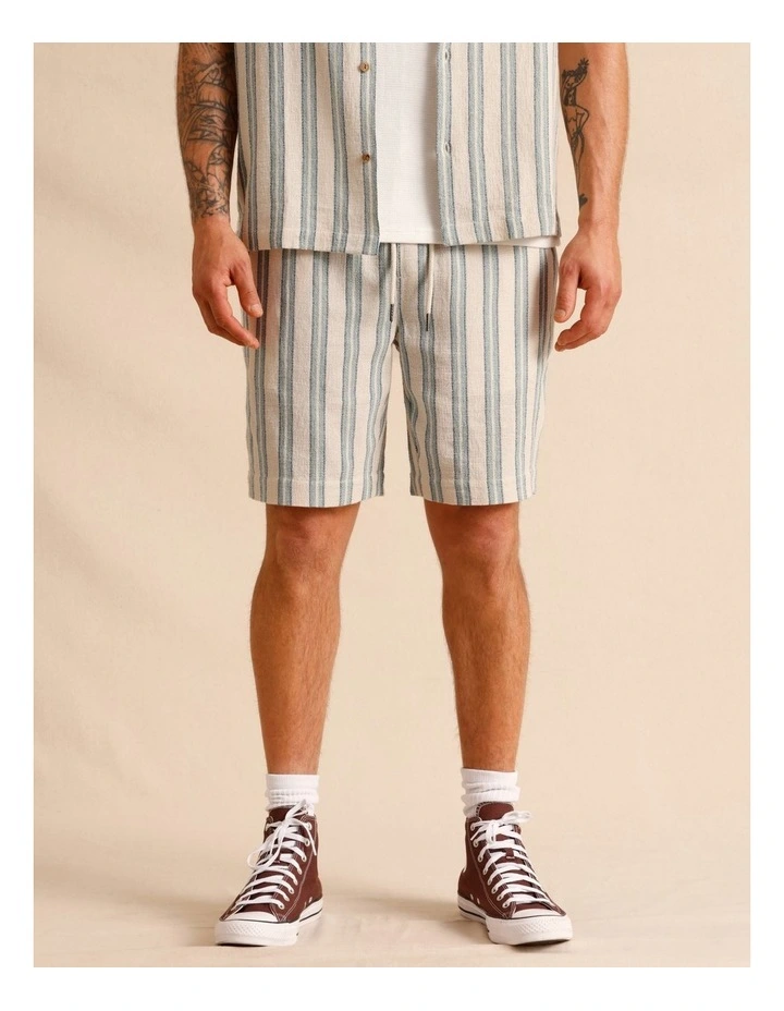 Harvey Stripe Textured Shorts in Cream image 1