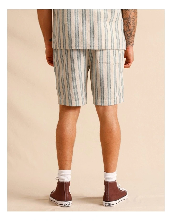 Harvey Stripe Textured Shorts in Cream image 4