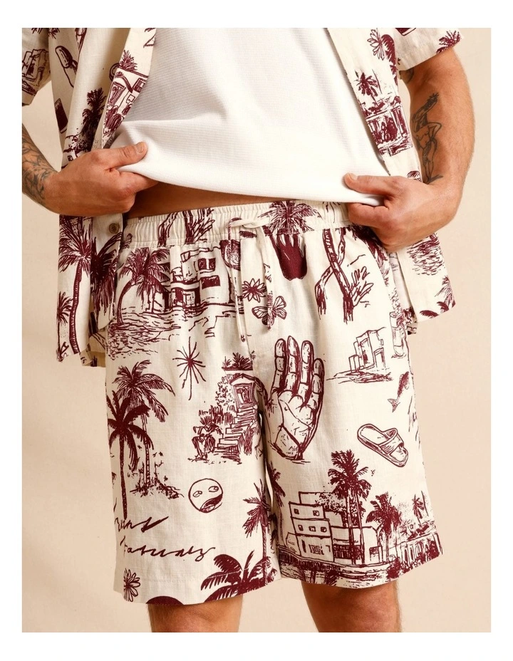 Vashti Print Shorts in Cream image 3