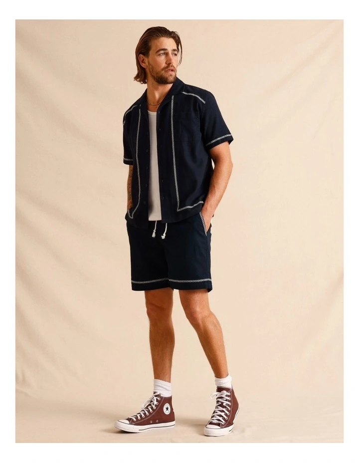 Alfie Embroidery Shorts in Navy image 2