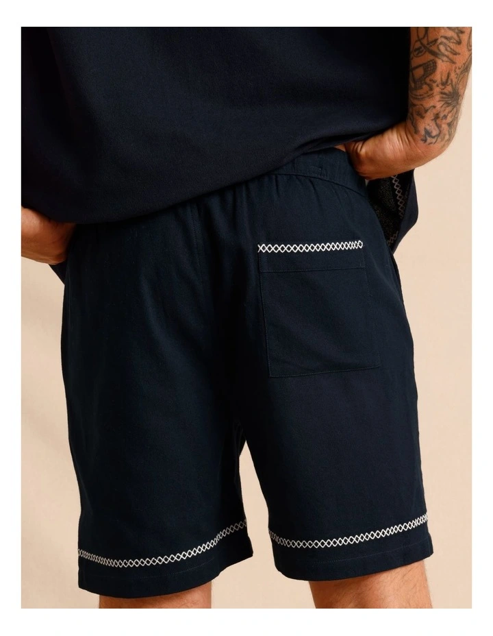 Alfie Embroidery Shorts in Navy image 5