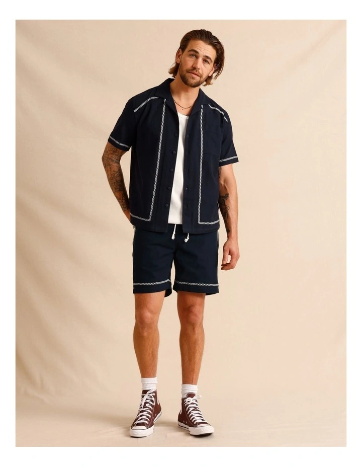 Alfie Embroidery Shorts in Navy image 6