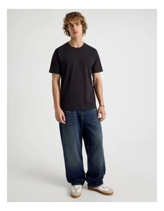 Loose Wide Leg Jeans in Dark Denim