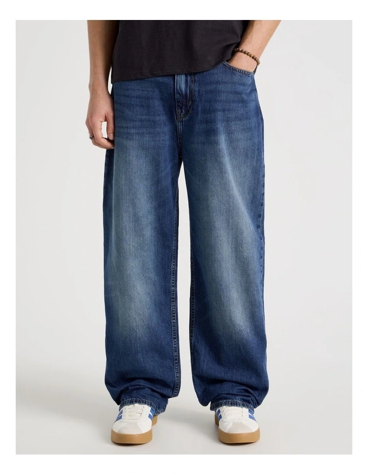 Loose Wide Leg Jeans in Mid Blues image 2