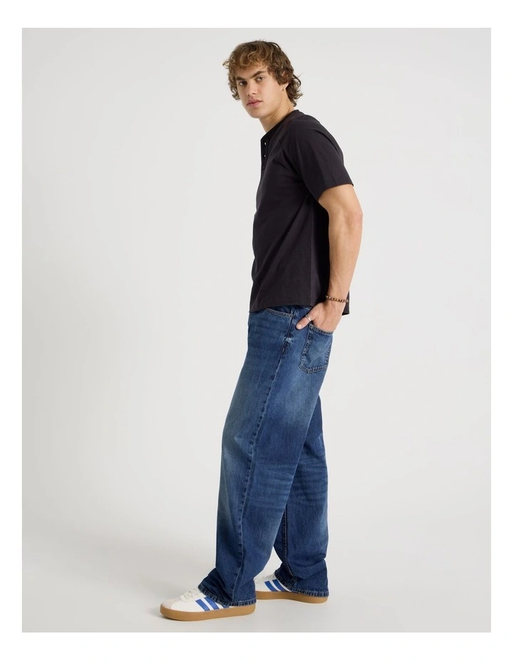 Loose Wide Leg Jeans in Mid Blues image 3