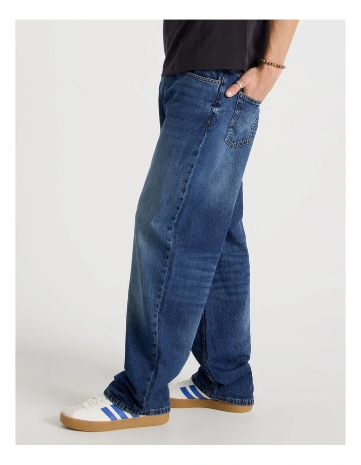 Loose Wide Leg Jeans in Mid Blues image 4