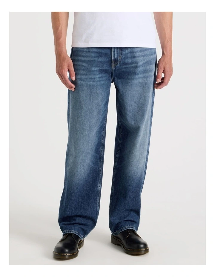 Loose Wide Leg Jeans in Mid Blues image 4