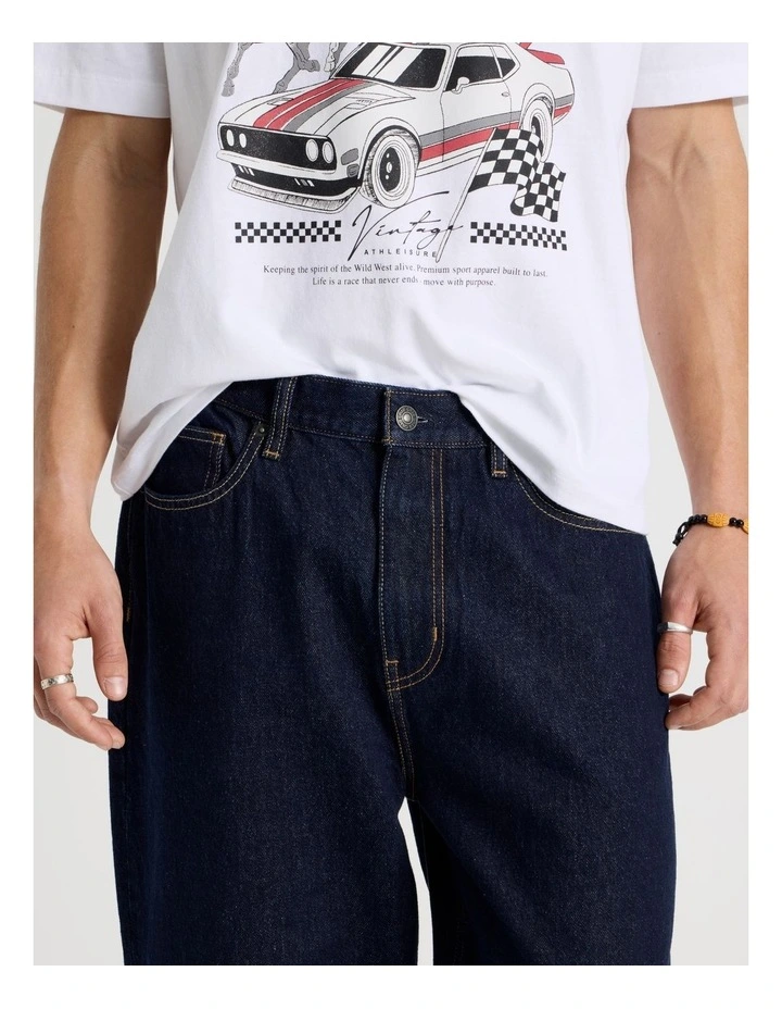 Loose Wide Leg Jeans in Rinse image 4