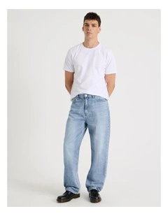 Loose Wide Leg Jeans in Light Blue