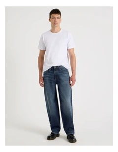 Barrel Leg Jeans in Mid Blue