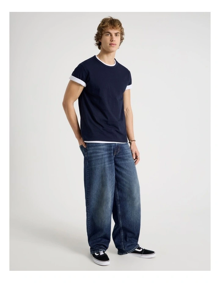 Barrel Leg Jeans in Mid Blue image 3