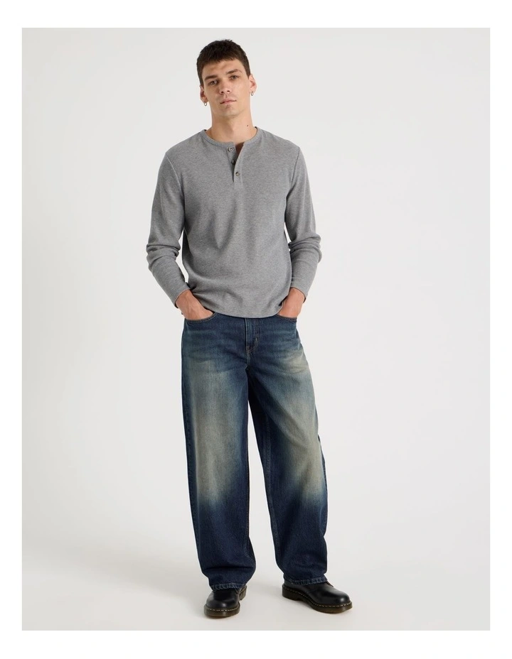 Barrel Leg Tinted Jeans in Dark Denim image 1
