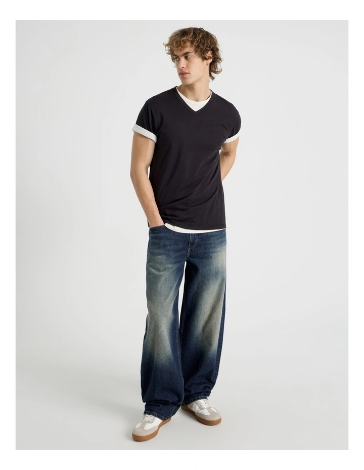 Barrel Leg Tinted Jeans in Dark Denim image 3