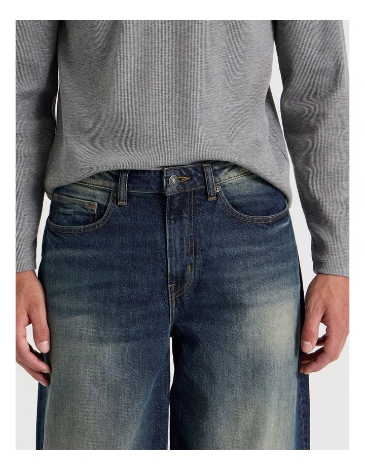 Barrel Leg Tinted Jeans in Dark Denim image 3