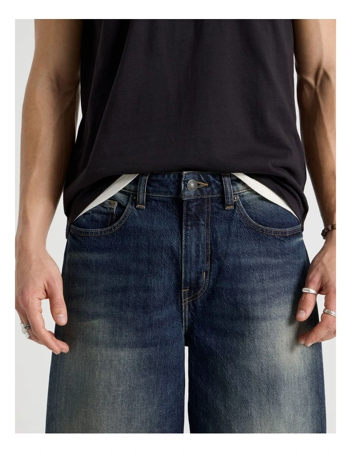Barrel Leg Tinted Jeans in Dark Denim image 5