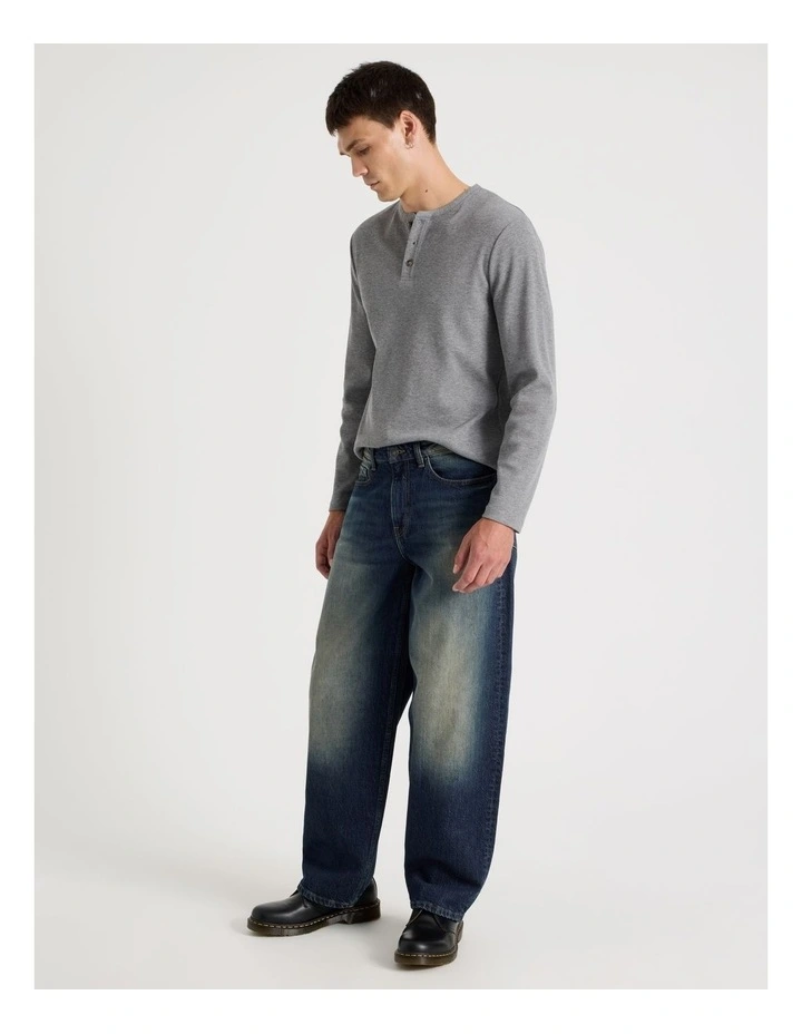 Barrel Leg Tinted Jeans in Dark Denim image 5