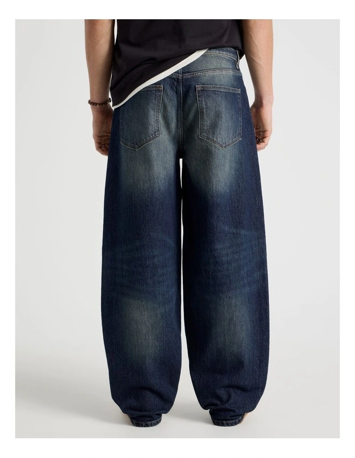 Barrel Leg Tinted Jeans in Dark Denim image 6