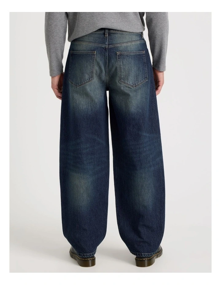Barrel Leg Tinted Jeans in Dark Denim image 6