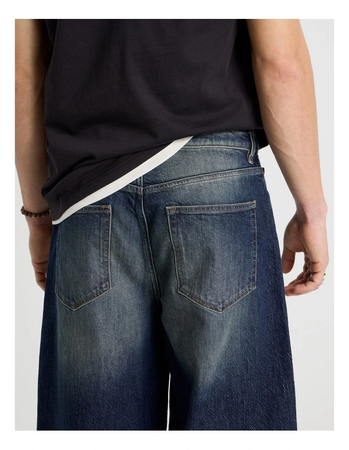 Barrel Leg Tinted Jeans in Dark Denim image 7