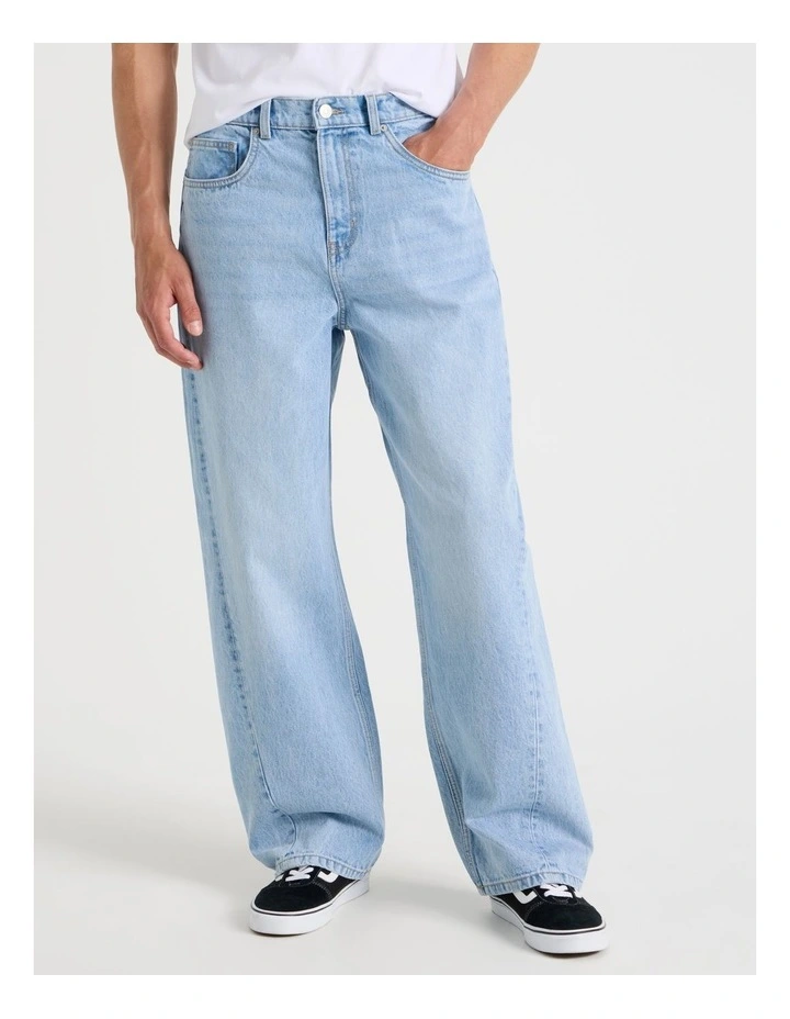 Seam Forward Loose Jeans in Light Blue image 2