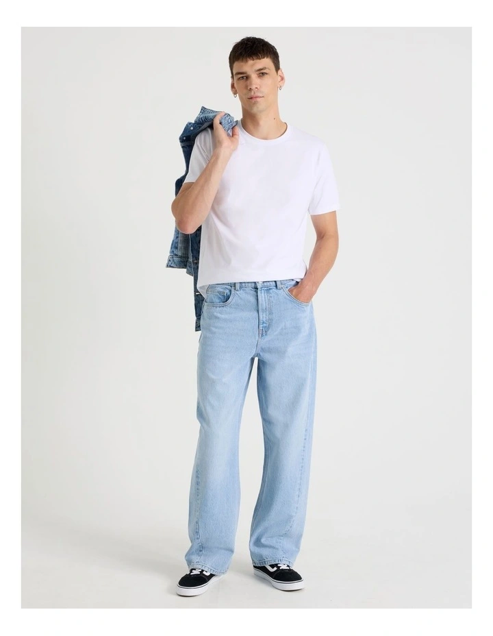 Seam Forward Loose Jeans in Light Blue image 3