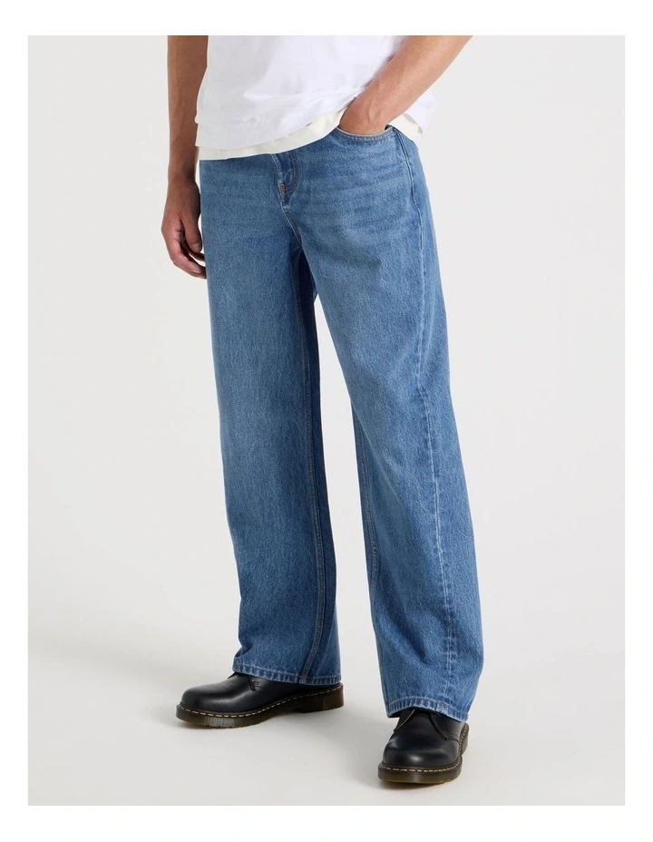 Seam Forward Loose Tinted Jeans in Mid Blues image 2