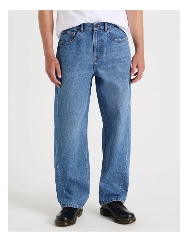 Seam Forward Loose Tinted Jeans in Mid Blues image 3