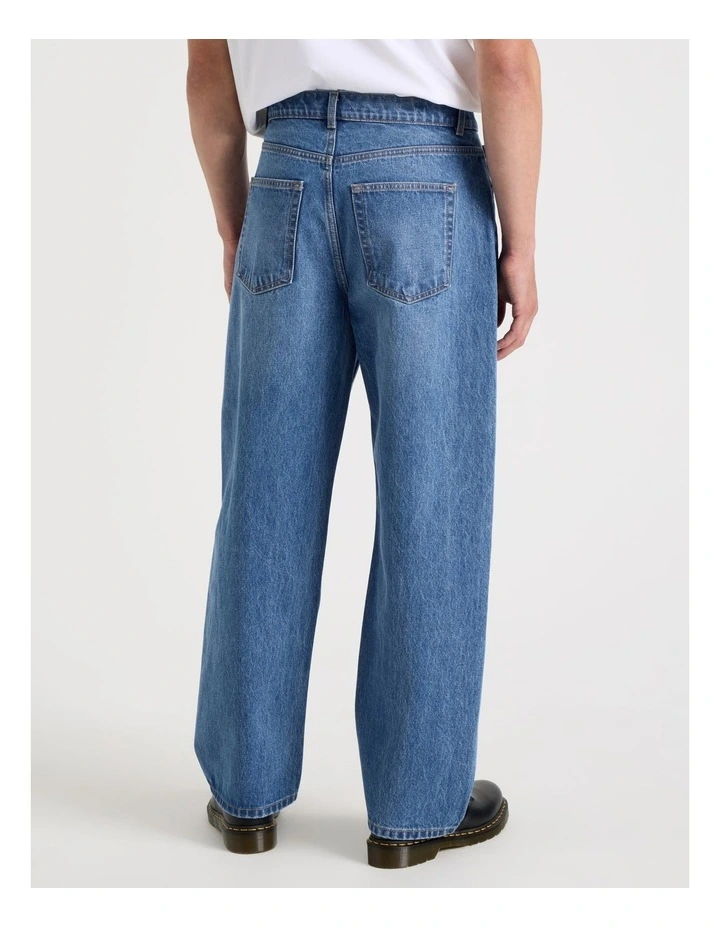 Seam Forward Loose Tinted Jeans in Mid Blues image 5