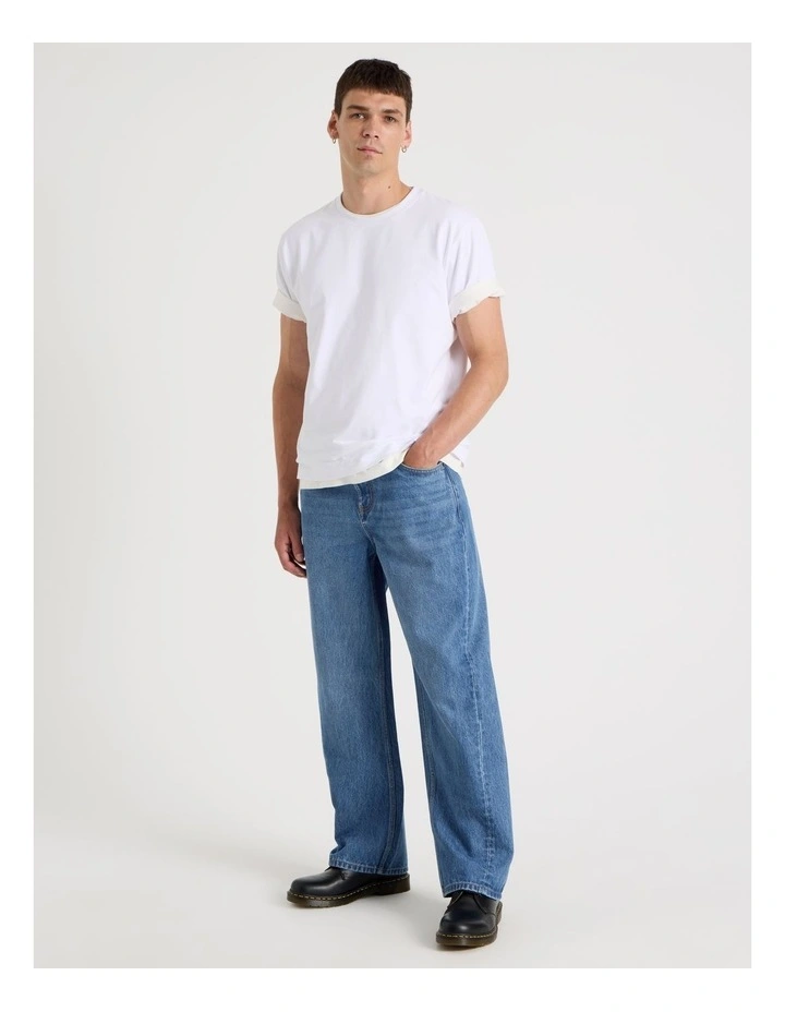 Seam Forward Loose Tinted Jeans in Mid Blues image 7