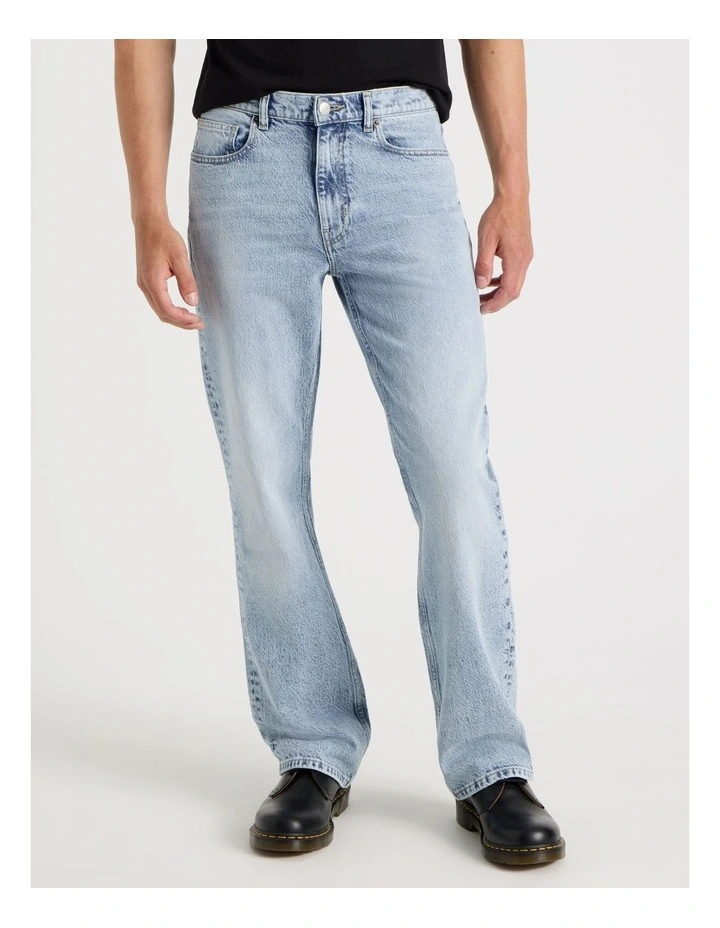 Long Slim Bootcut Jeans in Light Blue image 2