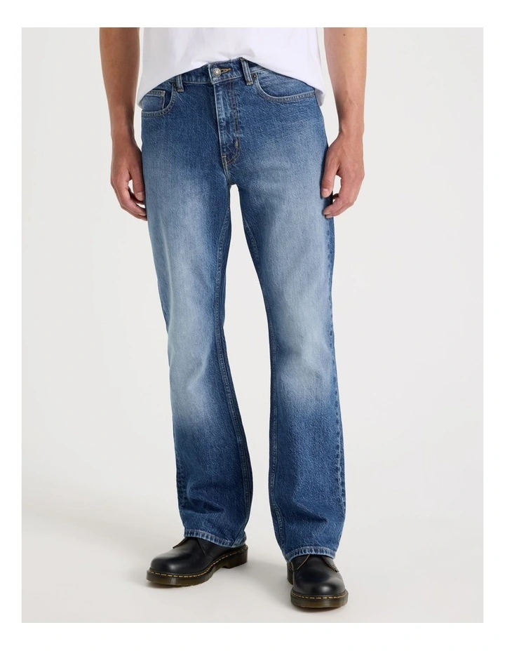 Slim Bootcut Jeans in Mid Blues image 5