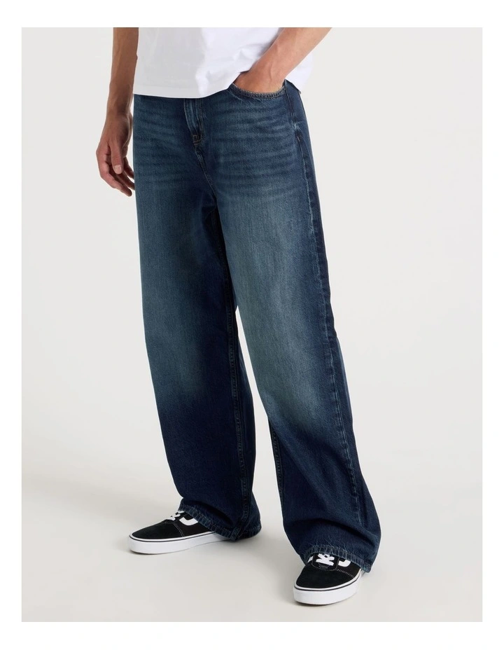 Loose Baggy Jeans in Dark Denim image 2