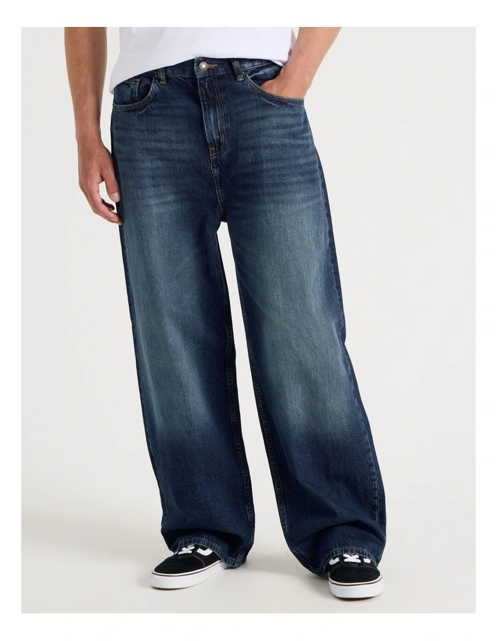Loose Baggy Jeans in Dark Denim image 3