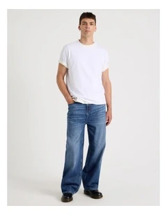 Loose Baggy Jeans in Mid Blues