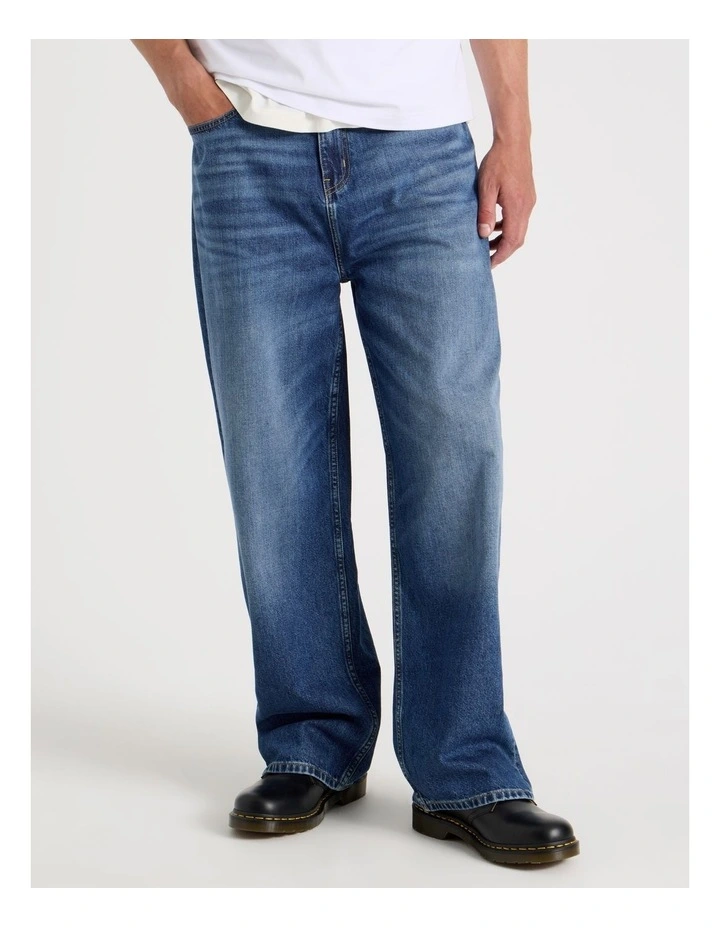 Loose Baggy Jeans in Mid Blues image 2