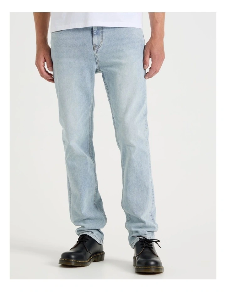 Long Regular Tapered Jeans in Light Blue image 2