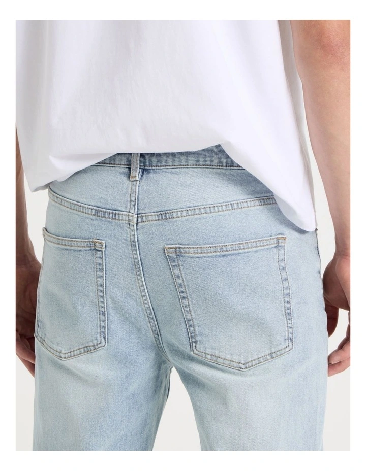 Long Regular Tapered Jeans in Light Blue image 4